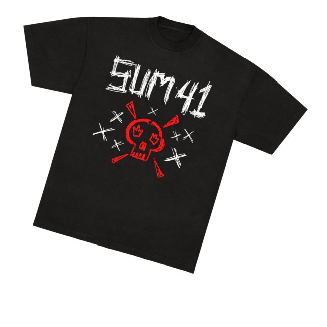 Sketch Logo Skull Hooded Sweatshirt Sum41 Merch Store - Vivushirt