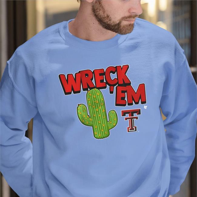 Texas Tech Football Wreck 'Em Cactus Tee Shirt Breaking T Store