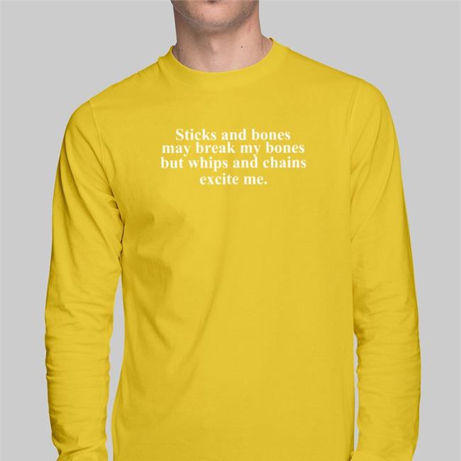 Harry Styles Wearing Sticks And Stones May Break My Bones But Whips And Chains Excite Me Tee