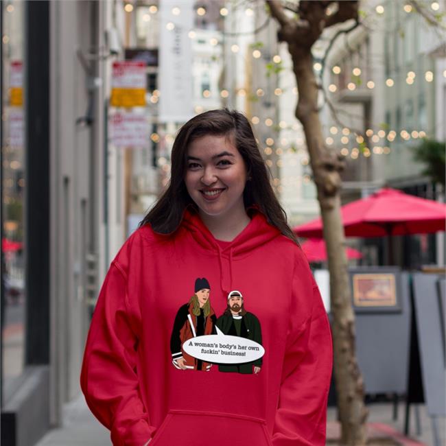 Jay And Silent Bob Store A Woma's Body's Her Own Fuckin' Business Shirt Kevinsmith