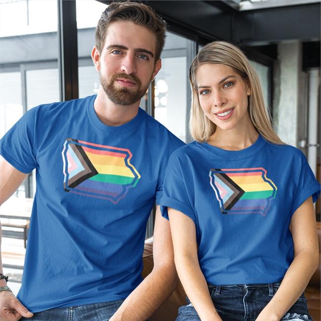 Cjforiowa Iowa Outline Progress Pride Flag Shirt Raygun Store