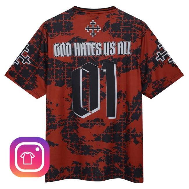 Official Hmv Merch God Hates Us Slayer Rock Fc Premium Jersey Tee Shirt