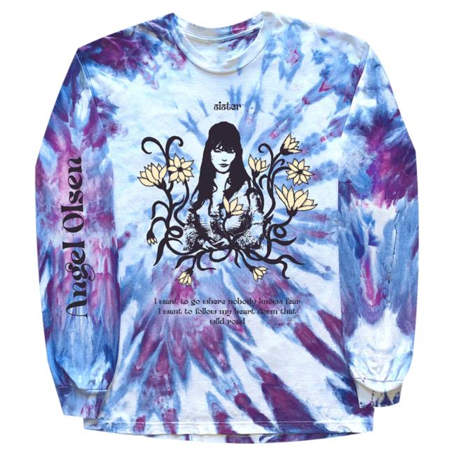 Official Hello Merch Angel Olsen Sister 2023 Tie Dye Long Sleeve Tee Shirt AngelOlsen HelloMerch