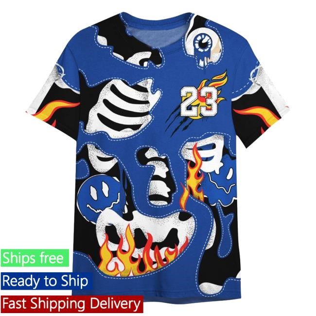 Dunkare Merch Air Foamposite One Royal Keleton Smile Flame Drip All Over Print T-Shirt