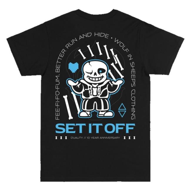 Set It Off Official Merch Duality 10 Year Anniversary Skeleton New Shirt