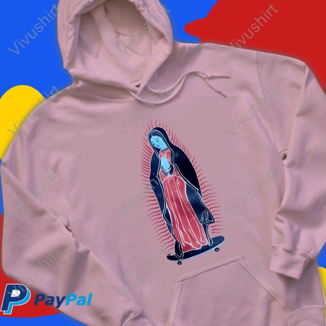 Virgen Guadalupe On Skateboard Long Sleeve Tee Shirt