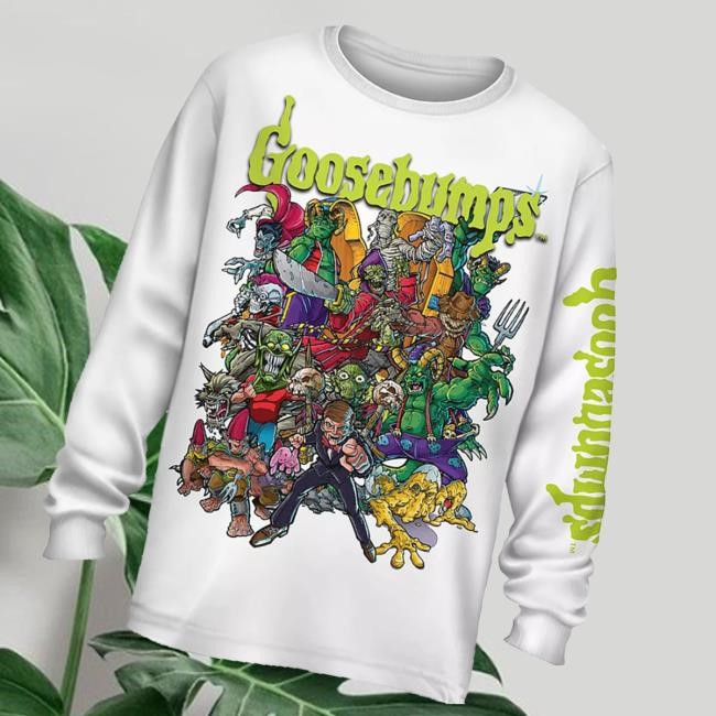 Mens Goosebumps Horror Mask Goosebumps Book Long Sleeve Shirt