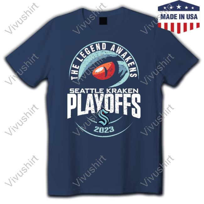 Buoy Wearing The Legend Awakens Seattle Kraken Playoffs 2023 T-Shirt, Hoodie, Tank Top, Sweater And Long Sleeve T-Shirt