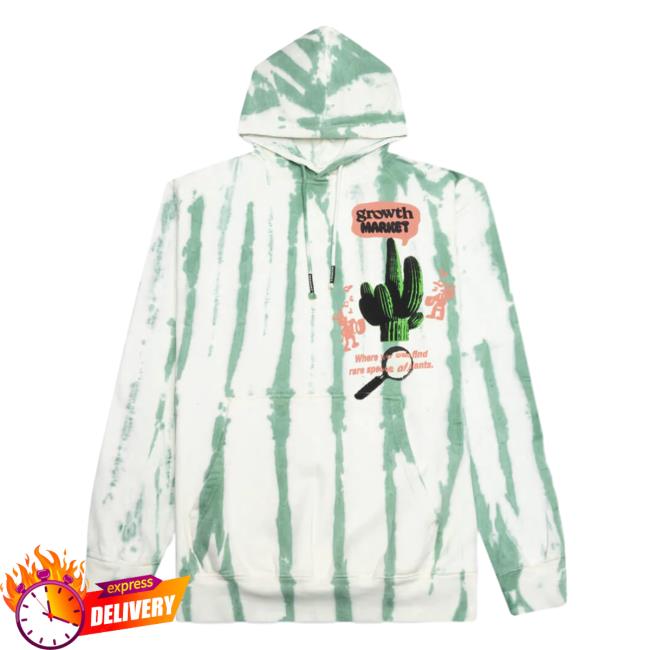 Official Feature Merch Store Shop Market Growth Green Stripe Tie-Dye Hooded Sweatshirt - Green/White Feature Apparel Clothing