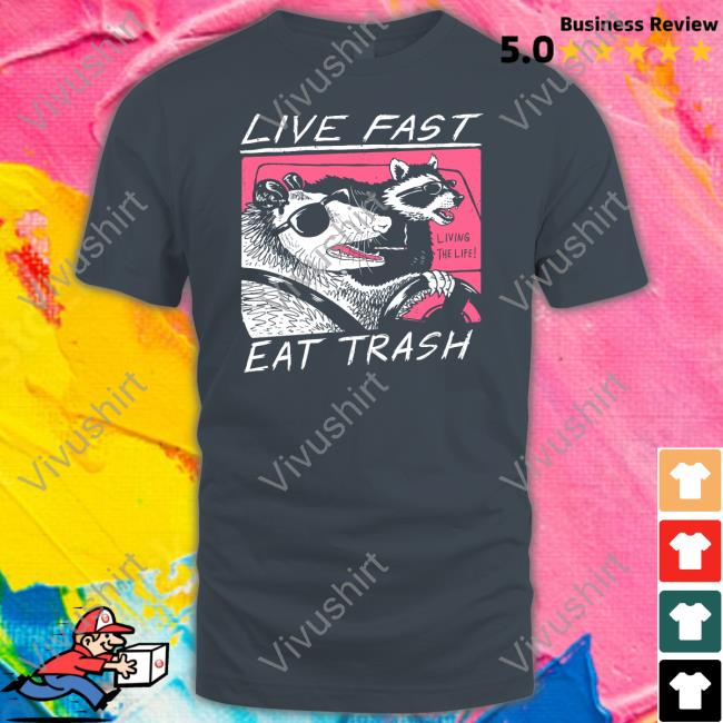 David Szymanski Wearing Live Fast Eat Trash Shirt
