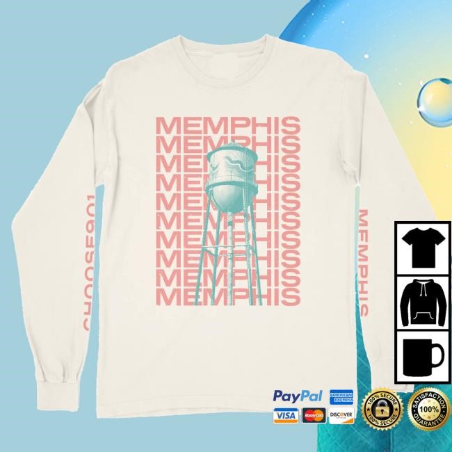 Choose901 Merch Shop Halftone Broad Ave Water Tower On Ivory Long Sleeve T-Shirt