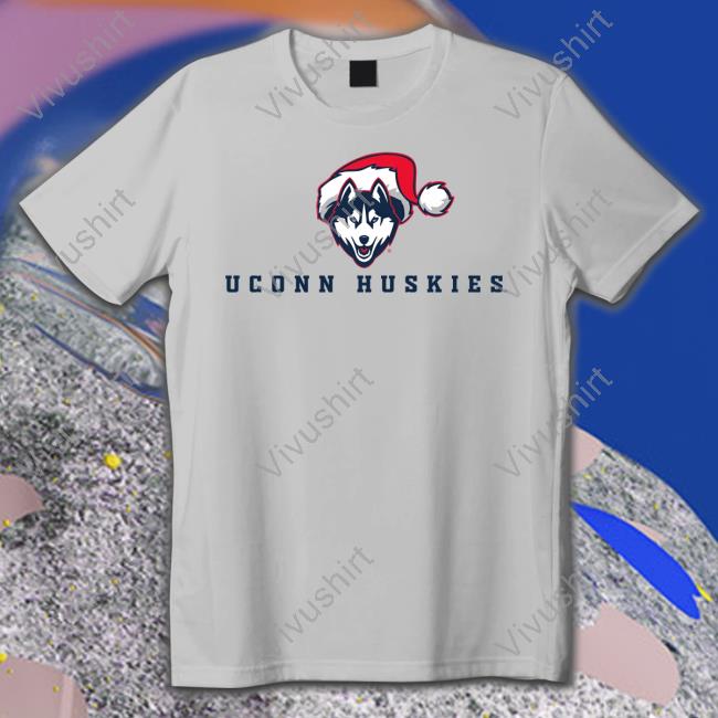 Uconnhuskies Store Uconn Huskies Logo With Santa Hat Shirt