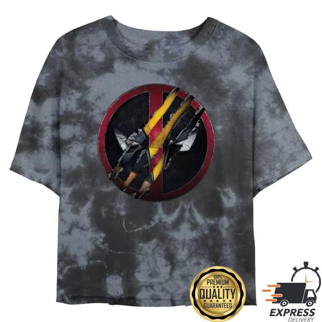 Her Universe Merch Marvel Deadpool & Wolverine Wolverine Clawing Through Womens Tie-Dye Shirts