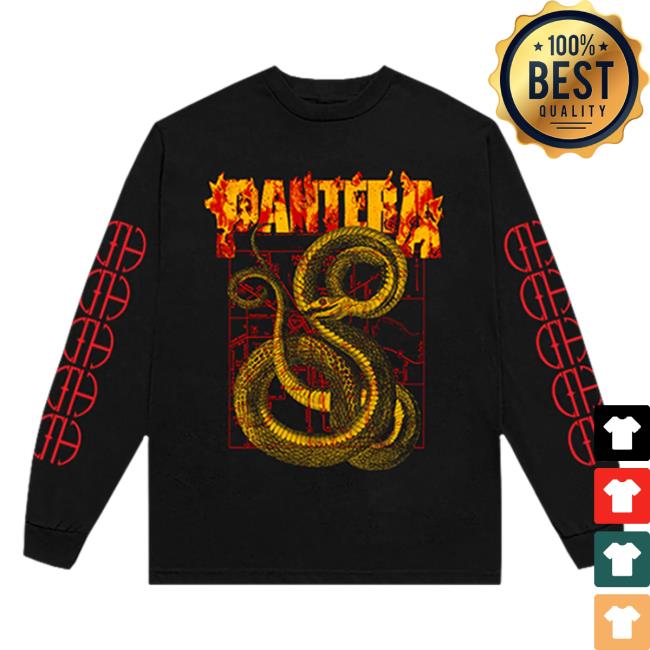 Official Pantera Merch Store Pantera Snake World Tour 2023 Black Long Sleeve Tee Shirt