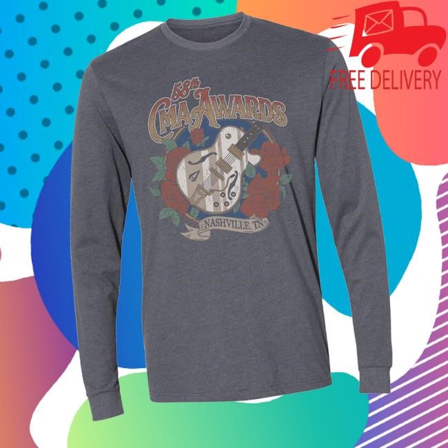 Cmaworld 58Th Cma Awards Guitar Roses Crewneck Sweatshirt