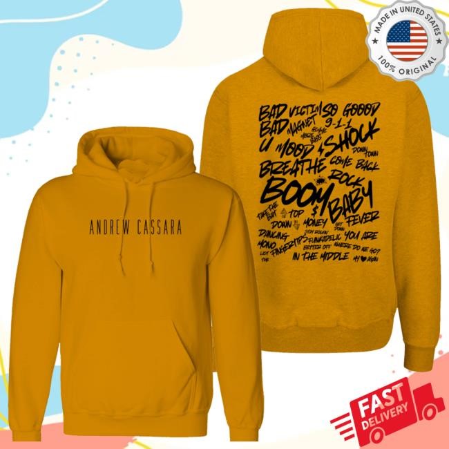 Andrew Cassara Merch Store Tour Pullover Hoodie ~ Yellow Crewneck Sweatshirt