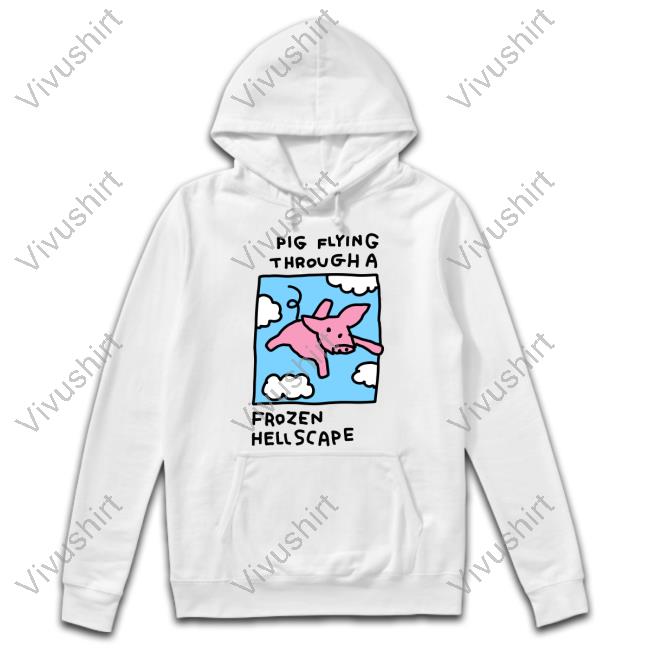 Zoe Bread Merch Pig Flying Through A Frozen Hell Scape Long Sleeved T-Shirt