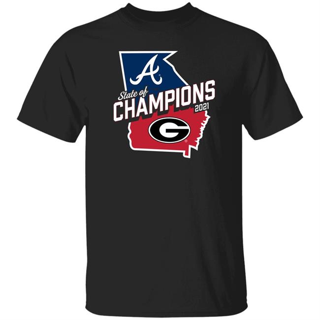 Fanatics Merch Georgia Bulldogs X Atlanta Braves Fanatics Branded Women's 2021 State Of Champions Shirt Radi Nabulsi