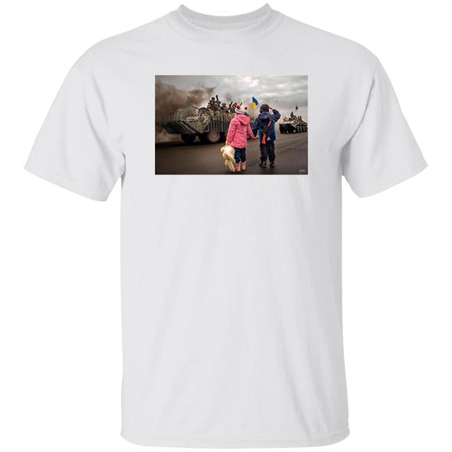 Two Young Ukrainian Children Sending Off Soldiers To Fight The Russians Shirt Stutzky Protect Peace For Ukraine Shirt