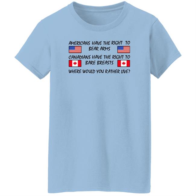 Drunkencrunker Bubba O'riley Americans Have The Right To Bear Arms Canadians Have The Right To Bare Breasts Shirt