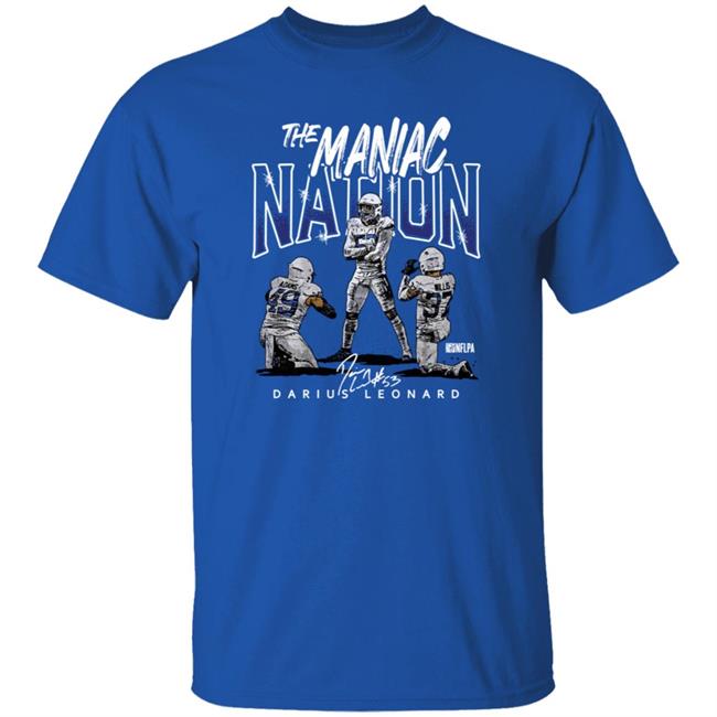 The Maniac Nation Shirt 500level Store Darius Leonard Maniac Nation Celebration WHT Shirt