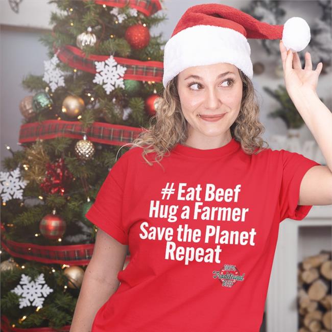 Free The Nipple Eat Beef Hug A Farmer Save The Planet Repeat 100% Traditional Beef Sweatshirt Freethe74462554