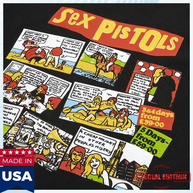 Sex Pistols Official Merch Holidays In The Sun Black Short Sleeve Tee