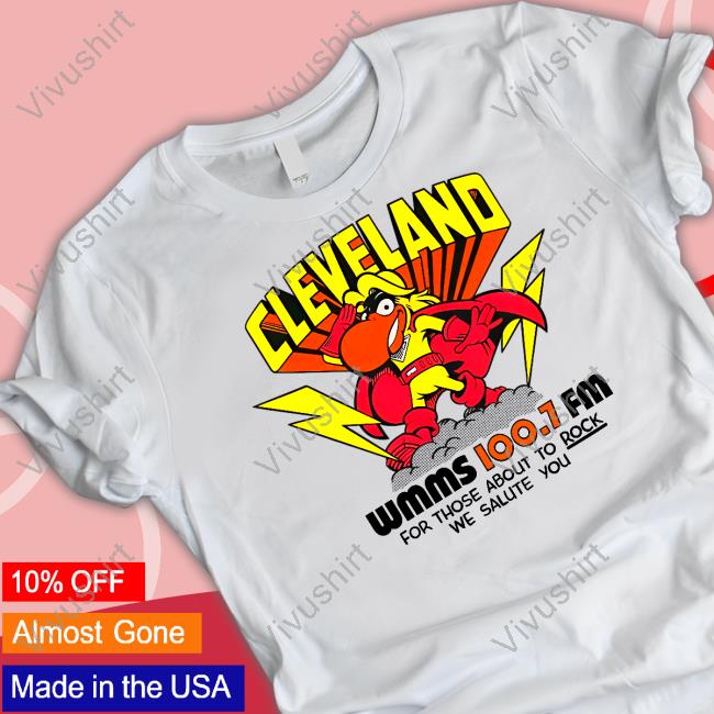 Robbie Fox Wearing Cleveland Wmms Loo.7 Fm For Those About To Rock We Salute You Shirt, Hoodie, Sweatshirt, Tank Top And Long Sleeve Tee