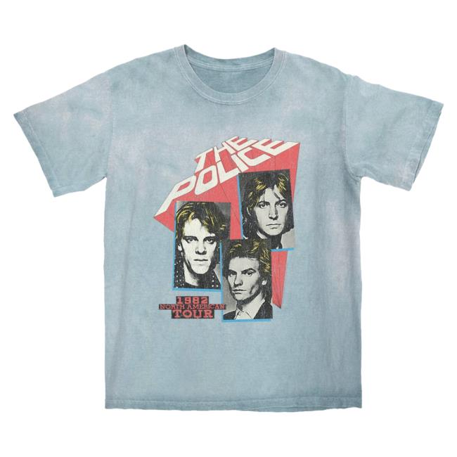 Official Merch Bar The Police Band 1982 North American Tour Distressed Color Blast Popover Shirt MerchBar ThePolice