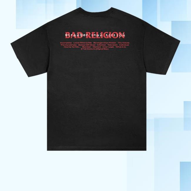 Bad Religion Merch Store Stranger Than Fiction Collage Track List Tee Shirt