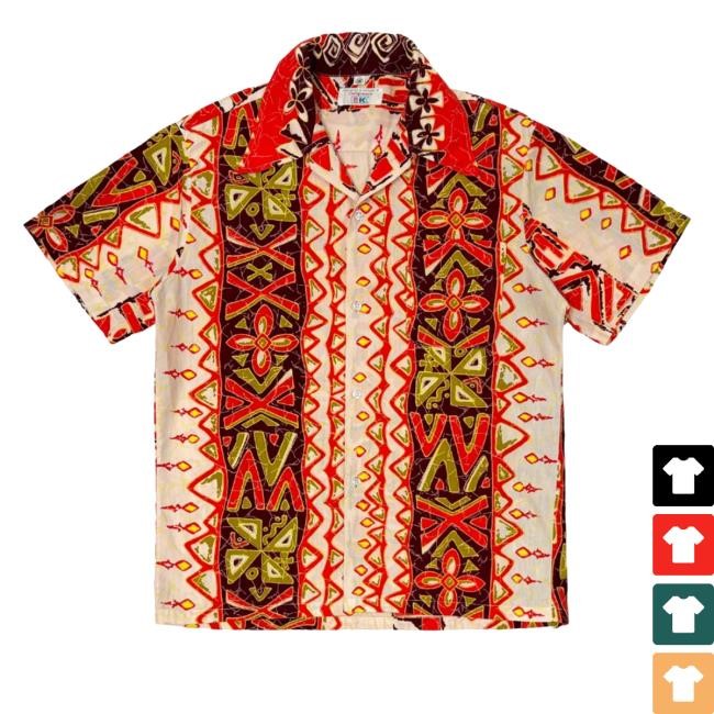 1970’S Thc Hawaiian Textiles Made In Usa Cropped Loop Collar New Shirt