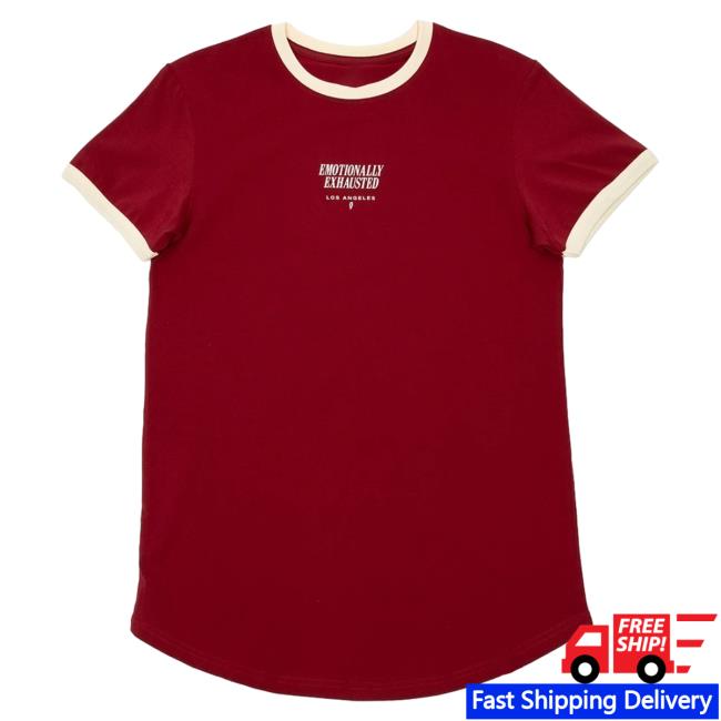 Official Philip Defranco Merch Store Beautiful Bastard Emotionally Exhausted Scoop Ringer Attractive Shirt Maroon Beautifulbastard Philipdefranco Shop