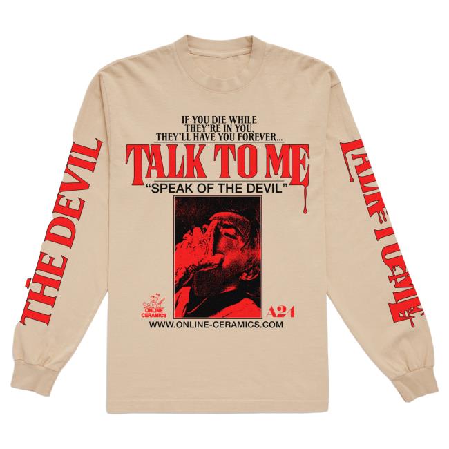 Official A24 Merch Store Stop Online Ceramics X Talk To Me 91 Seconds Long Sleeve Shirt New Beige A24 Shop