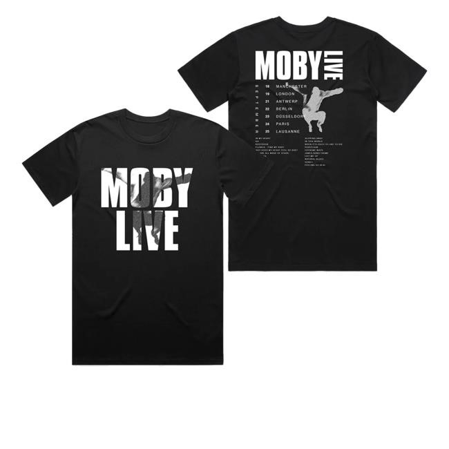 Moby Merch Store Moby Live 2024 Tour Black Hoodie Sweatshirt