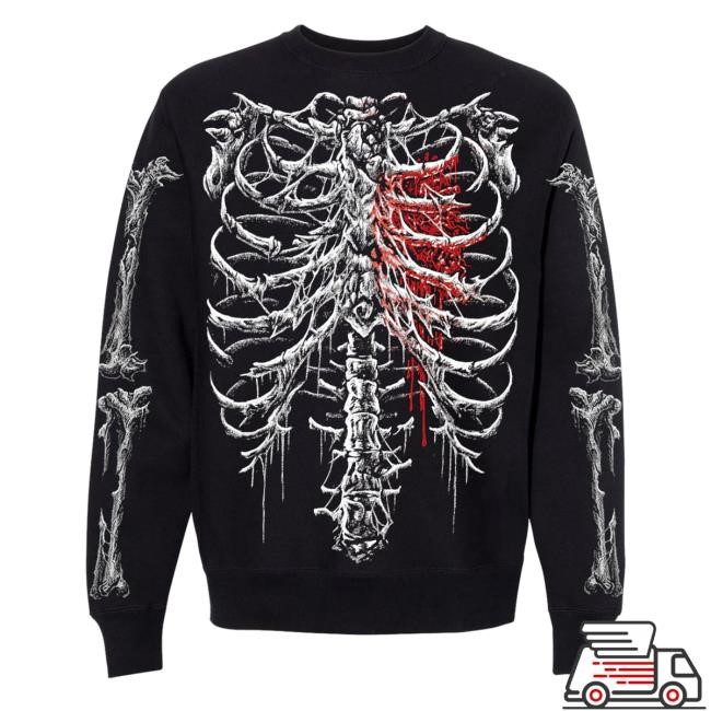 Bleeding Heart Skeleton Zip Hoodie