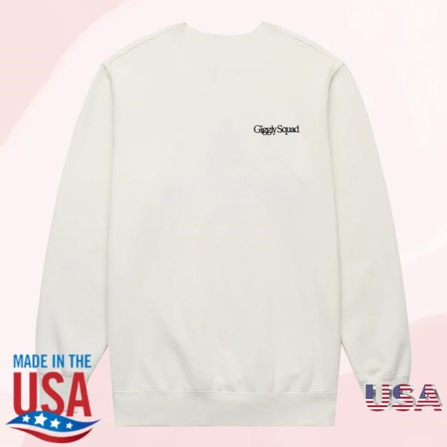 Giggly Squad Merch Serif Crewneck Ecru Tee