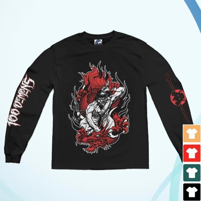 Cold Cuts Merch Shop 100 Demons Samurai Dragon Long Sleeve Tee