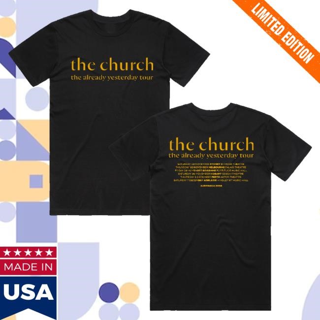 Trending The Church Merch Gold Logo Tour Black Shirt