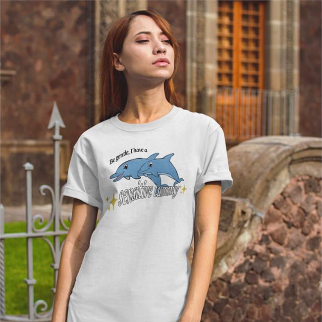 Shirts That Go Hard Be Gentle I Have A Sensitive Tummy Dolphin Hoodie