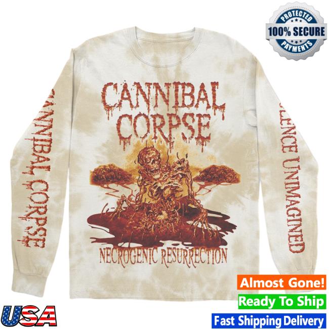 Official Cannibal Corpse Merch Store Necrogenic Ressurrection Tie Dye Long Sleeve Shirts Natural/Gold Tie-Dye CannibalCorpse