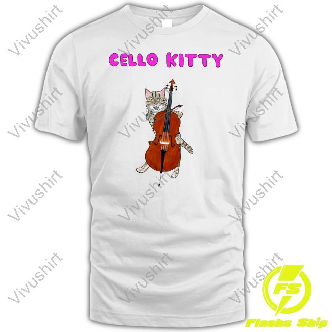 Cello Kitty Cat Play Cello Long Sleeved T-Shirt