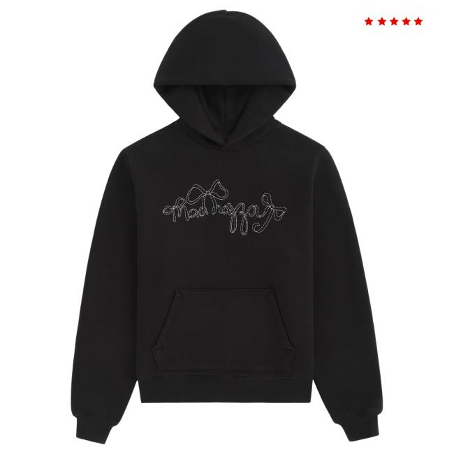 Official Madhappy Clothing Merch Store Our Seasonal Graphics Bow Pullover Hoodie Black Mad Happy Shop