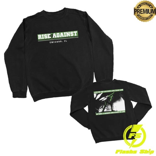 Trending Rise Against Merch Stand In Line Tee Shirt (Black)
