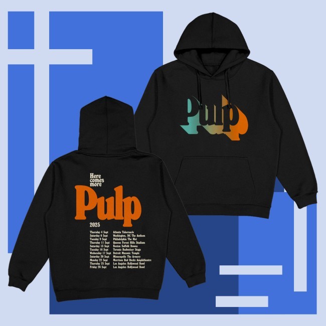 Trending Pulp Merch Here Comes More Tour T-Shirt, Hoodie, Tank Top, Sweater And Long Sleeve T-Shirt Black
