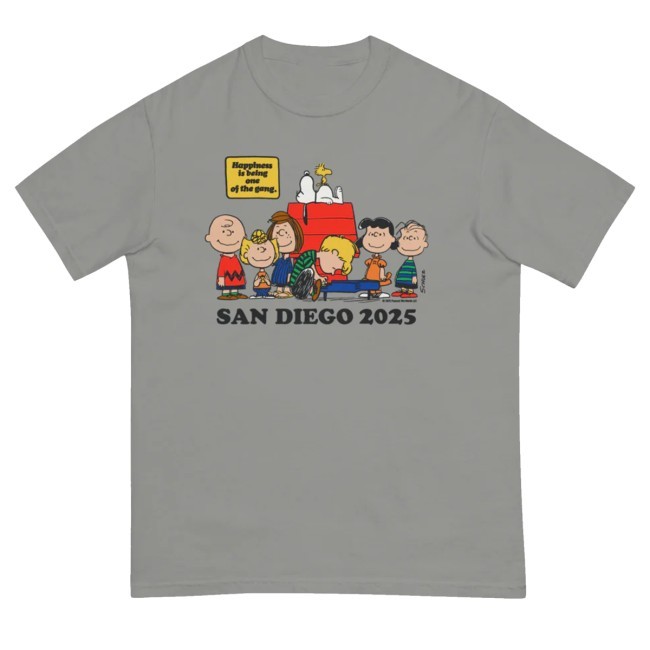 The Peanuts Store Merch Peanuts Comic Con Exclusive Happiness Is Comfort Colors T-Shirt, Hoodie, Tank Top, Sweater And Long Sleeve T-Shirt