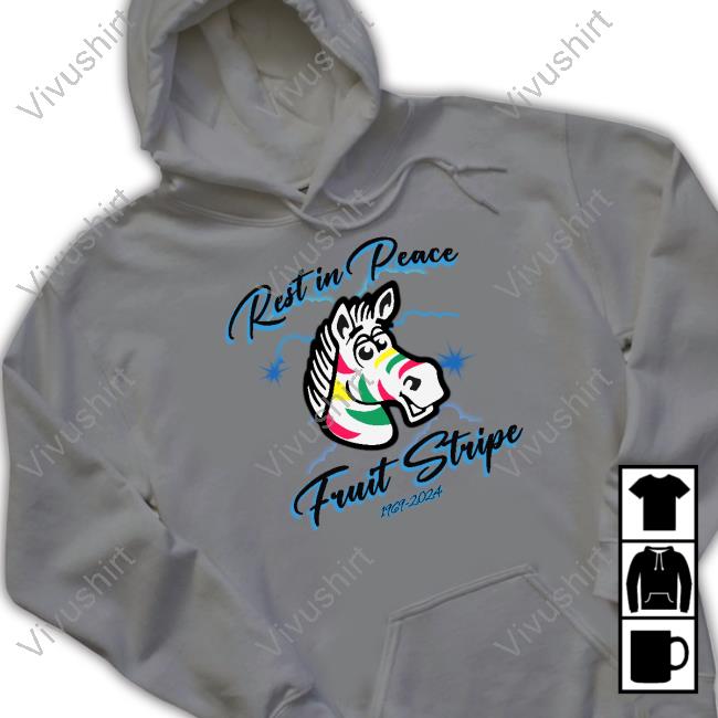 Shitheadsteve Store Rest In Peace Fruit Stripe 1969-2024 Sweatshirt Rest In Peace Fruit Stripe 1969-2024 Sweatshirt