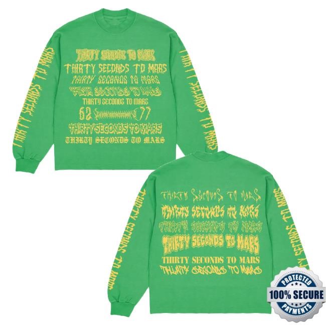 Thirty Seconds To Mars Merch Thirty Seconds To Mars Heavy Metal T-Shirt Green