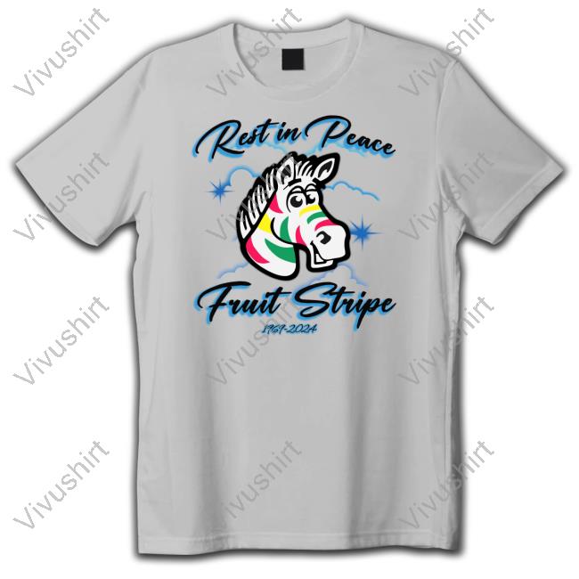 Shitheadsteve Store Rest In Peace Fruit Stripe 1969-2024 Sweatshirt Rest In Peace Fruit Stripe Shirts