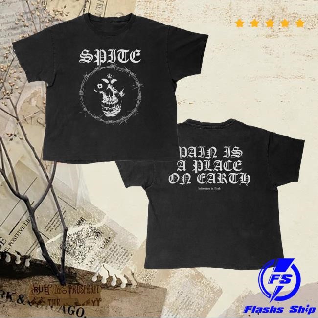 Spitecult Merch Barbed Skull Tee Spite Barbed Skull Pain Is A Place On Earth