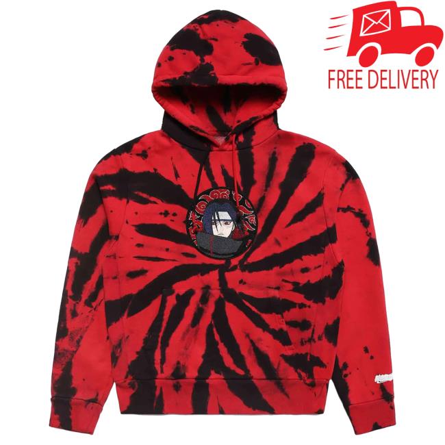 Official Hypland Clothing Merch Store Hypland Shippuden Itachi Popover Sweatshirt (Red Tie Dye)